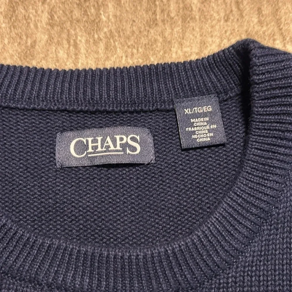 Chaps Men's XL sweater Like new! Navy and blue stripes crew neck long sleeve - Picture 4 of 6